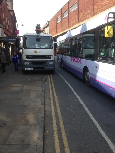 The photo for Illegal blocking of contraflow cycle lane.